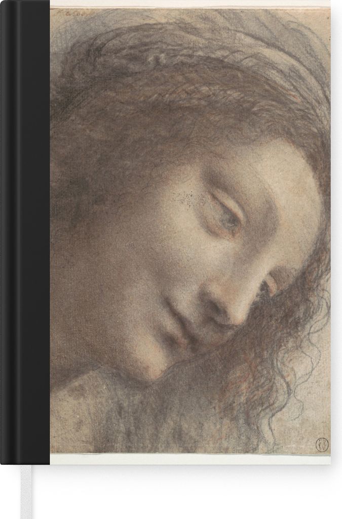 MuchoWow Notizbuch Tagebuch Haushaltsbuch Notebook A5 Das Haupt der Jungfrau Maria - Leonardo da Vinci - Notizblock - Notizheft - Notebook - Schr...