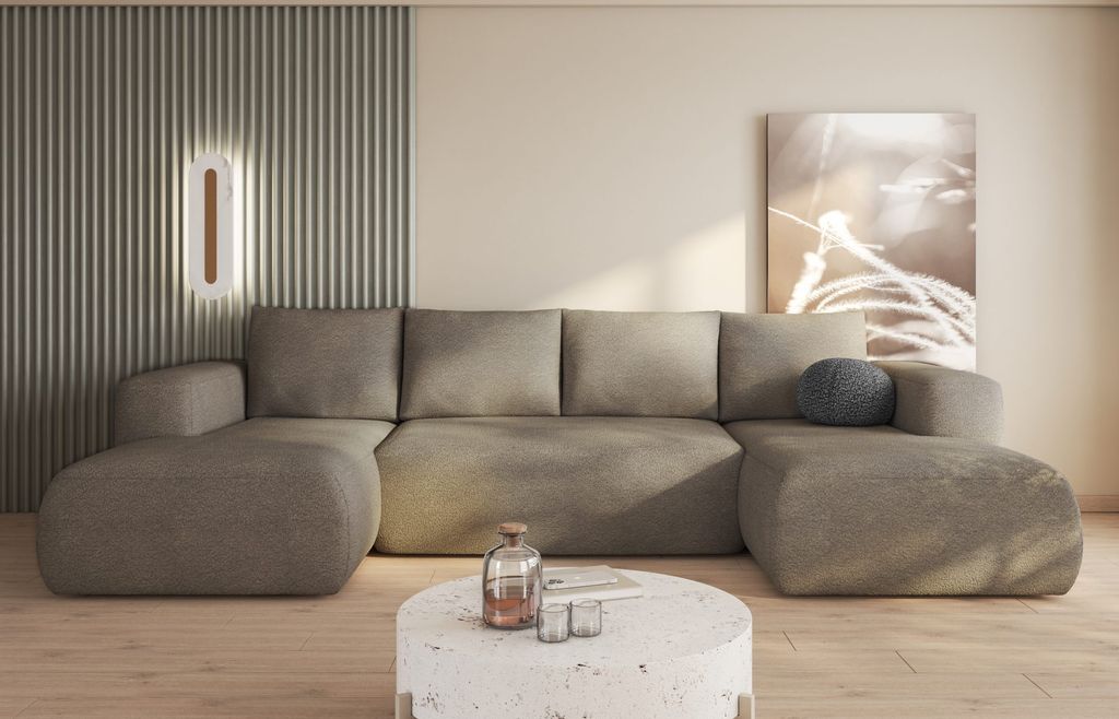 Easy4You Lambi Beige Ecksofa U-Form 338 x 89 x 164 cm mit Produktbild 
