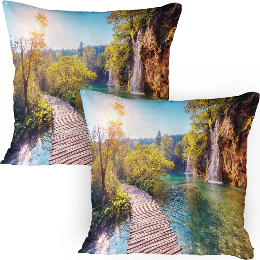 ABAKUHAUS Natura Federe Cuscini Set di 2, Palme South