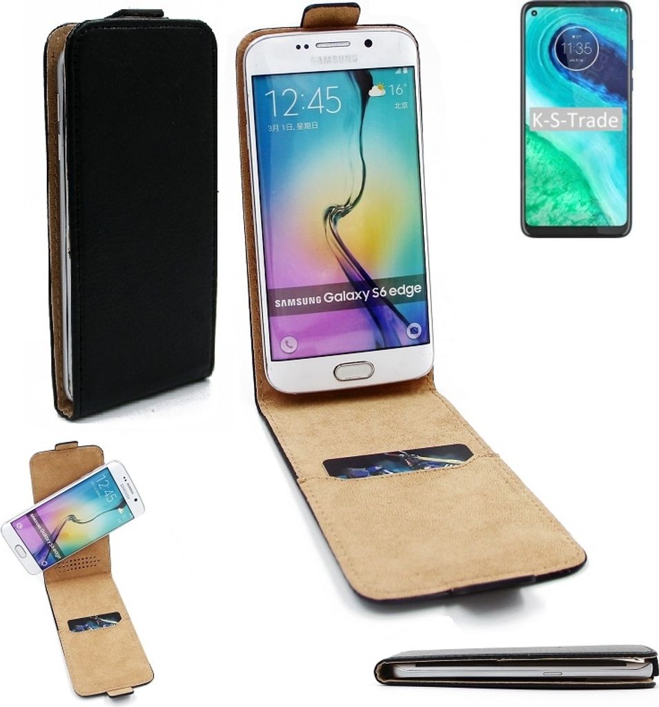 K-S-Trade Schutz-Hülle Handy-Hülle kompatibel mit Motorola Moto G8 Flipstyle 360° Smartphone Tasche, schwarz, Case Flip cover