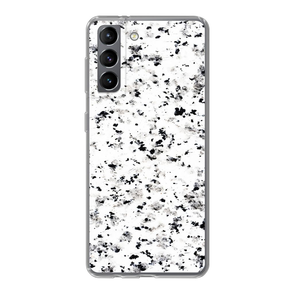 MuchoWow Handyhülle Schutzhülle Hülle für Samsung Galaxy S21 Marmor - Punkte - Weiß Silikon Softcase Handy Hülle - Softcase