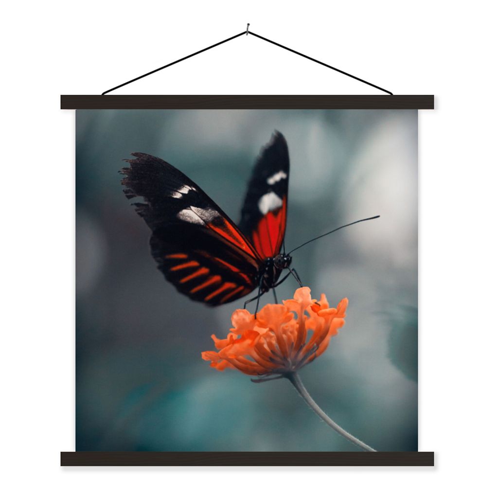 MuchoWow Textilposter Schmetterling - Blume - Insekt 40x40 cm mit schwarzem Rahmen - Fotos