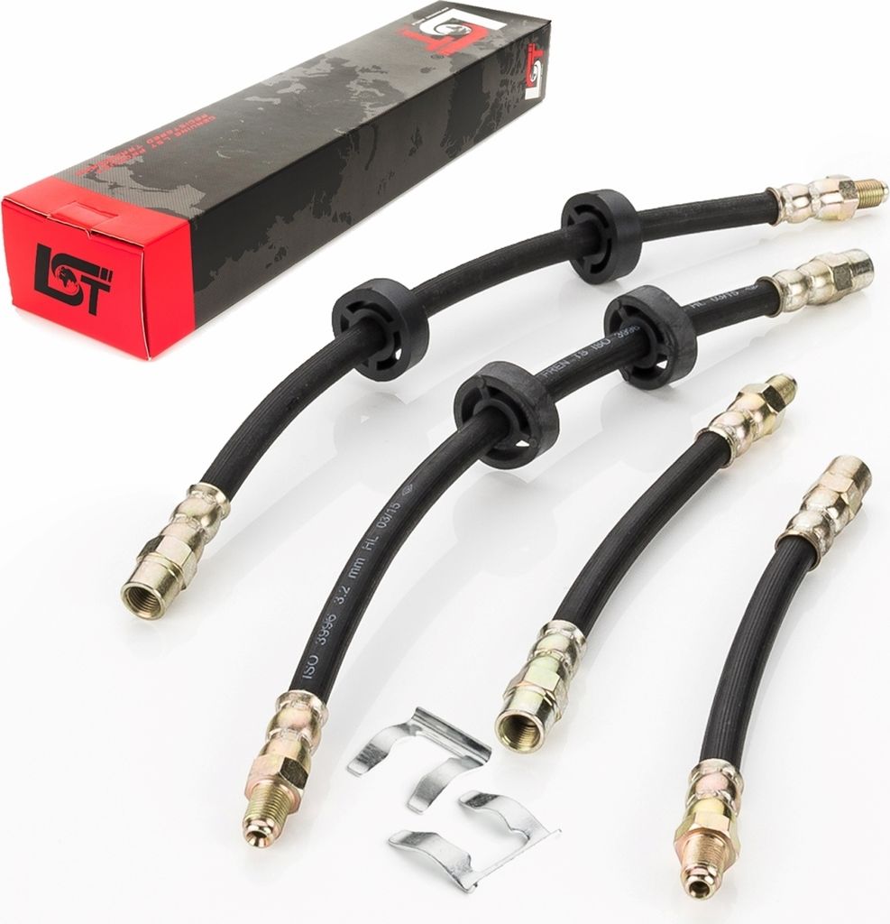 4x Bremsschlauch Set vorne hinten + Halteklammer für VW Golf II Seat Toledo I