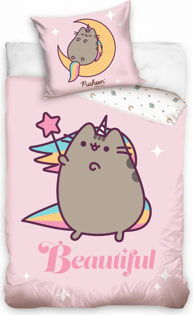 Parure de lit Pusheen Licorne 140x200, coton hypoallergénique pour nuits douces