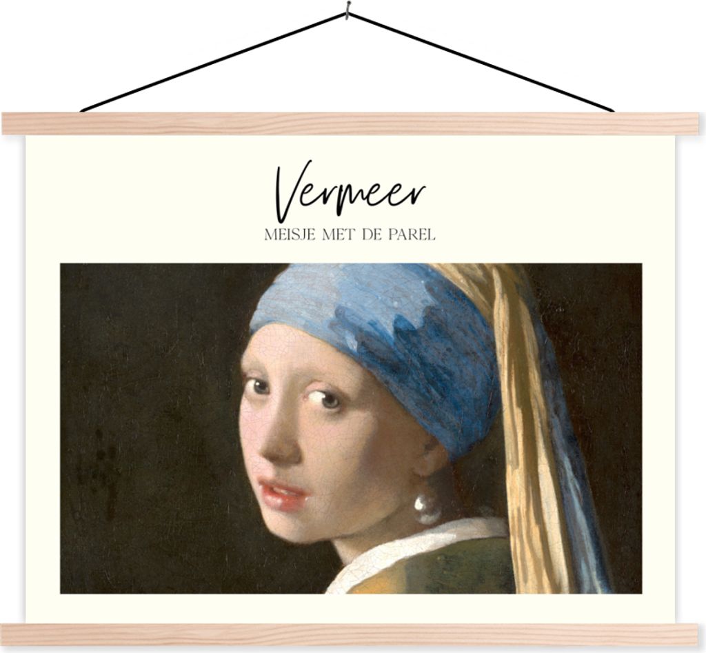 MuchoWow Textilposter Das Mädchen mit dem Perlenohrring - Vermeer - Alte Meister 40x30 cm mit holzfarbenen Rahmen - Bilder