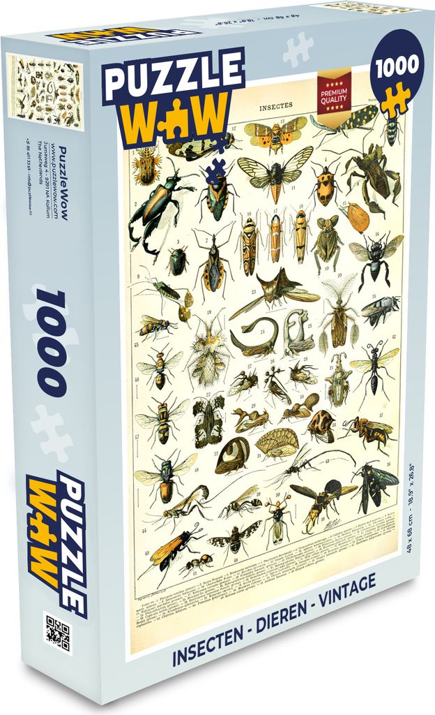 MuchoWow Puzzle 1000 Teile Insekten - Tiere - Jahrgang - Spielzeug - Alt und Jung - Spiele - Puzzeln