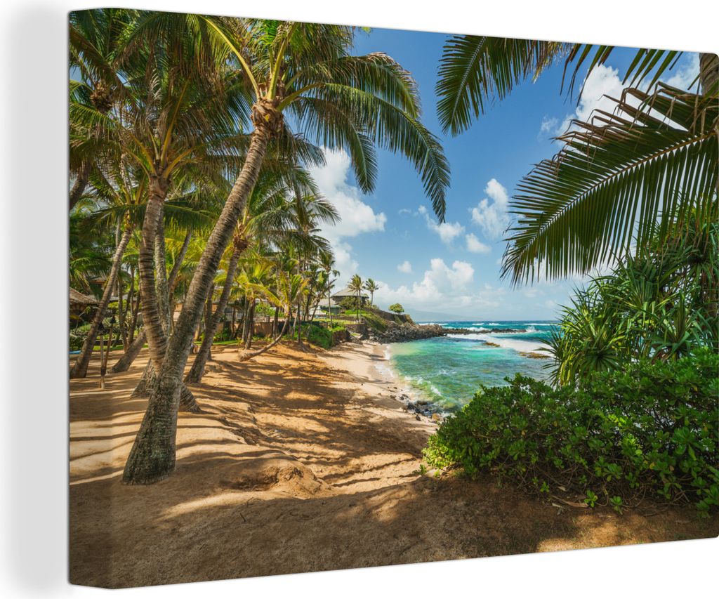 OneMillionCanvasses - Leinwandbilder - 140x90 cm, Hawaii - Tropisch - Palmen, Wandbilder Kunstdruck Wanddekoration - Foto auf Leinwand - Gemälde...