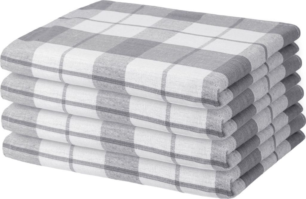 4 Geschirrtücher 50x70 cm grau Karo Küchentücher Geschirrtuch Set Baumwolle