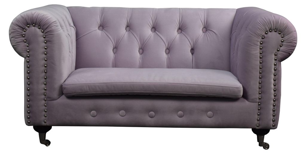 Chesterfield 2 Sitzers Klassische Luxus Barock Rokoko Sofa Textil Leder Couch