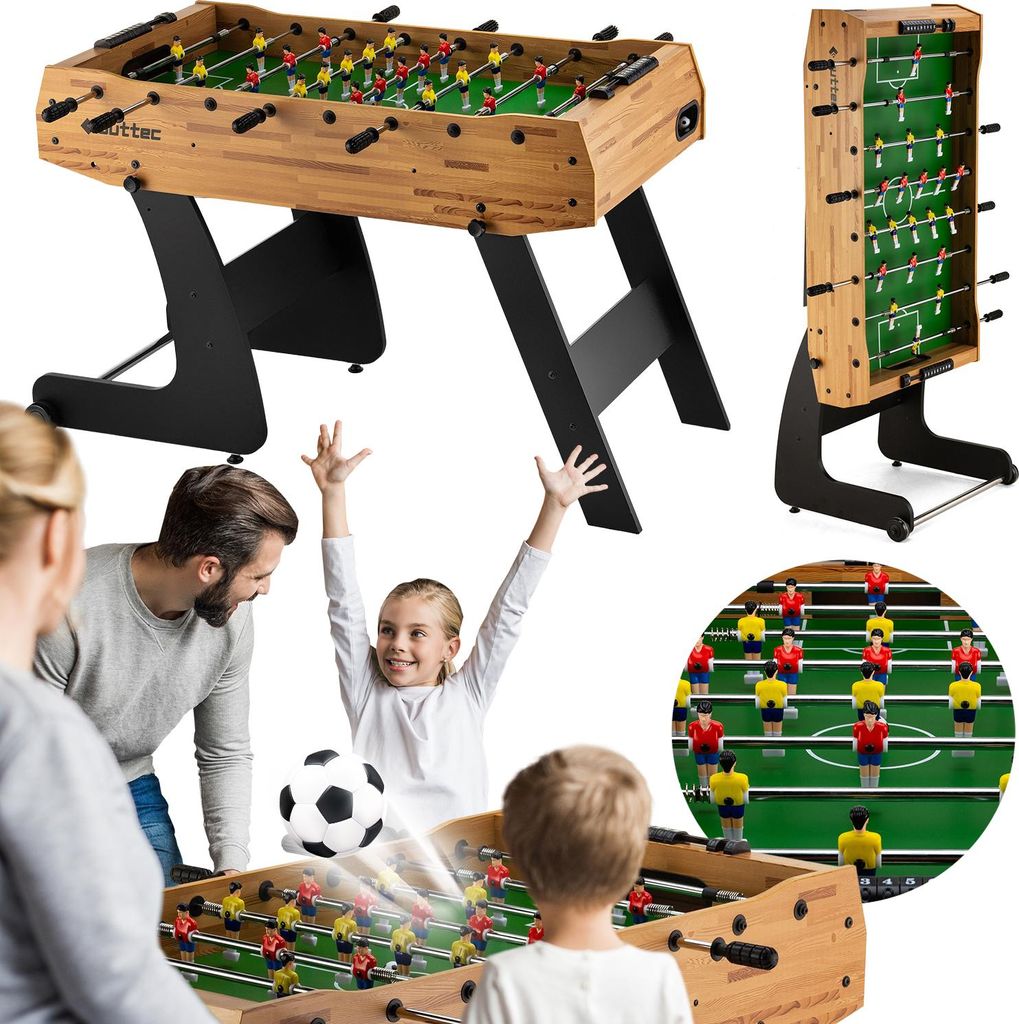Outtec Kickertisch, Klappbar Tischkicker, Tischfußball für Kinder und Erwachsene - 121 x 60 x 80 cm - inkl. 2 Bälle - Fußballtisch mit 22 Spi...