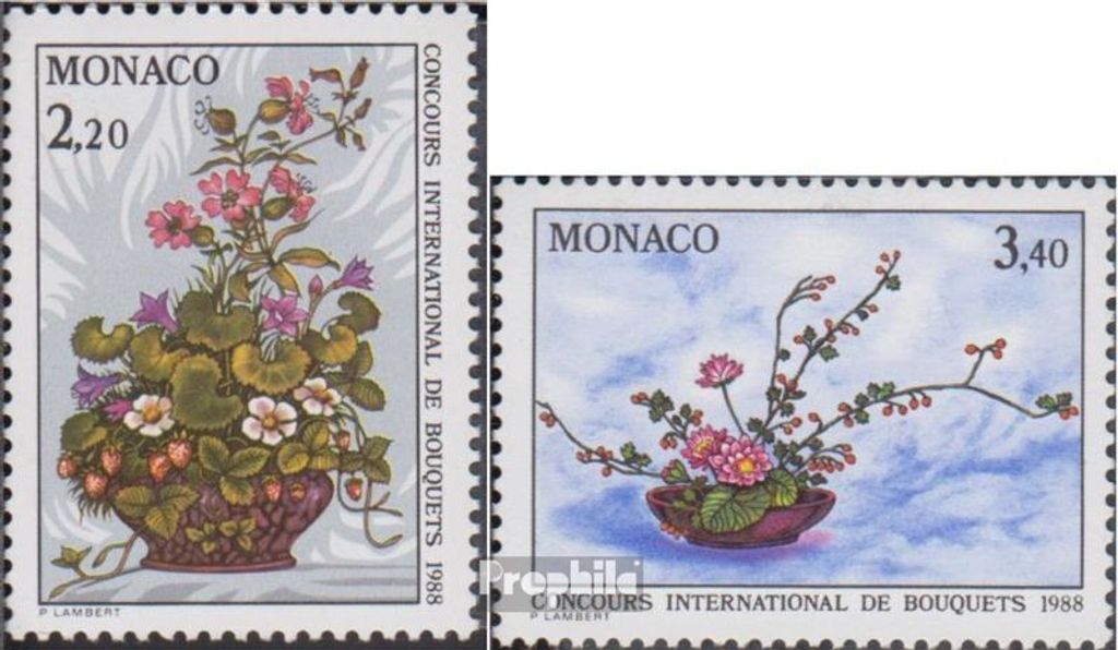 Briefmarken Monaco 1987 Mi 1826-1827 (kompl.Ausg.) postfrisch Blumenbinderei