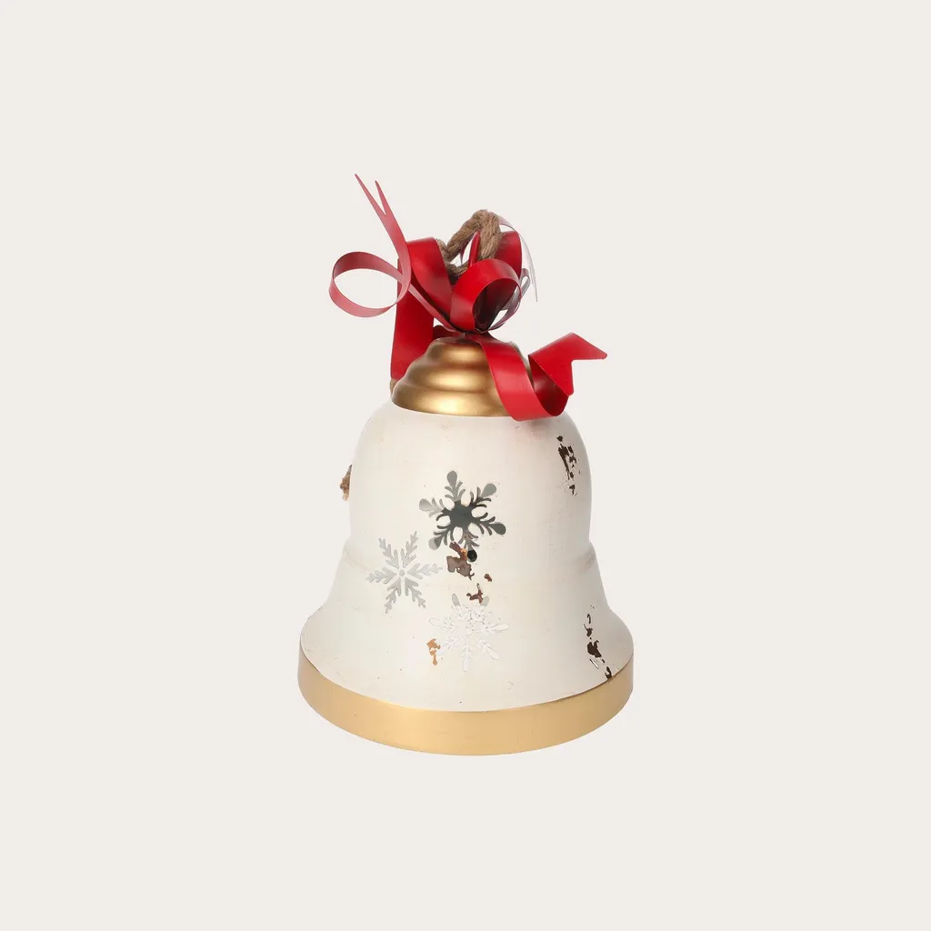 Cloche de Noël Incassable en Métal Blanc Style Vintage pour Familles