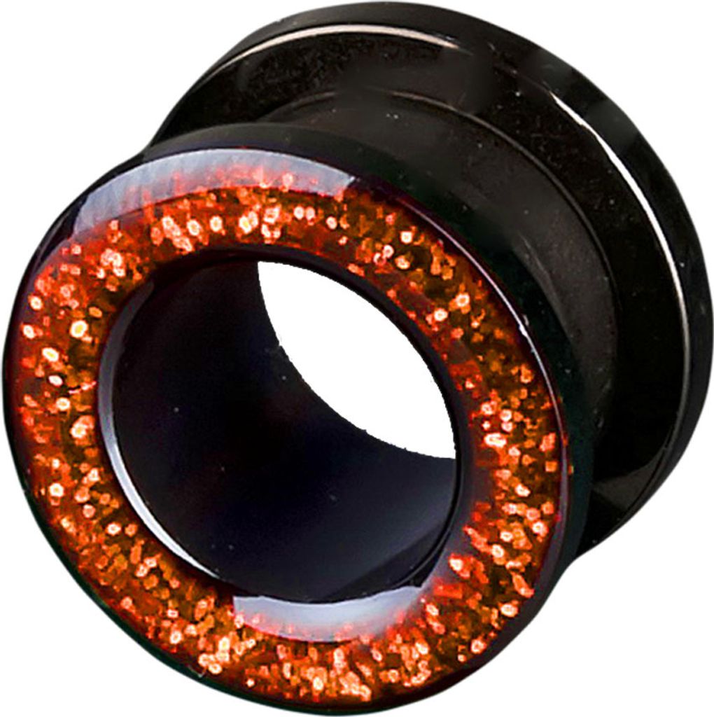 viva-adorno 1 Stück 12mm Flesh Tunnel Acryl Glitzerdesign zum Schrauben Z2c, Bernstein Orange