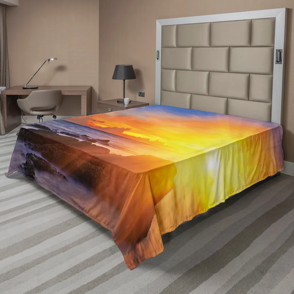 Drap de lit King Size pour décoration de chambre ambiance plage tropicale