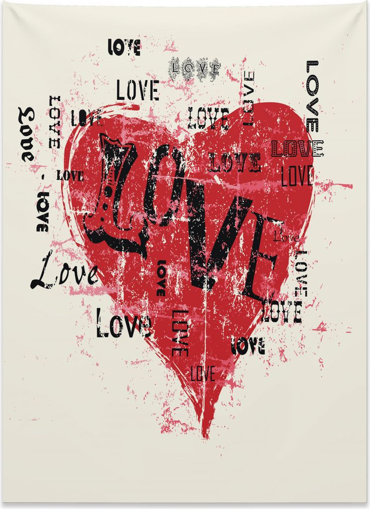 Abakuhaus Liebe Wandteppich, Ausdruck von Gefühlen aus Weiches Mikrofaser Stoff Kein Verblassen Klare Farben Waschbar, 110 x 150 cm, Zinnoberrot B...