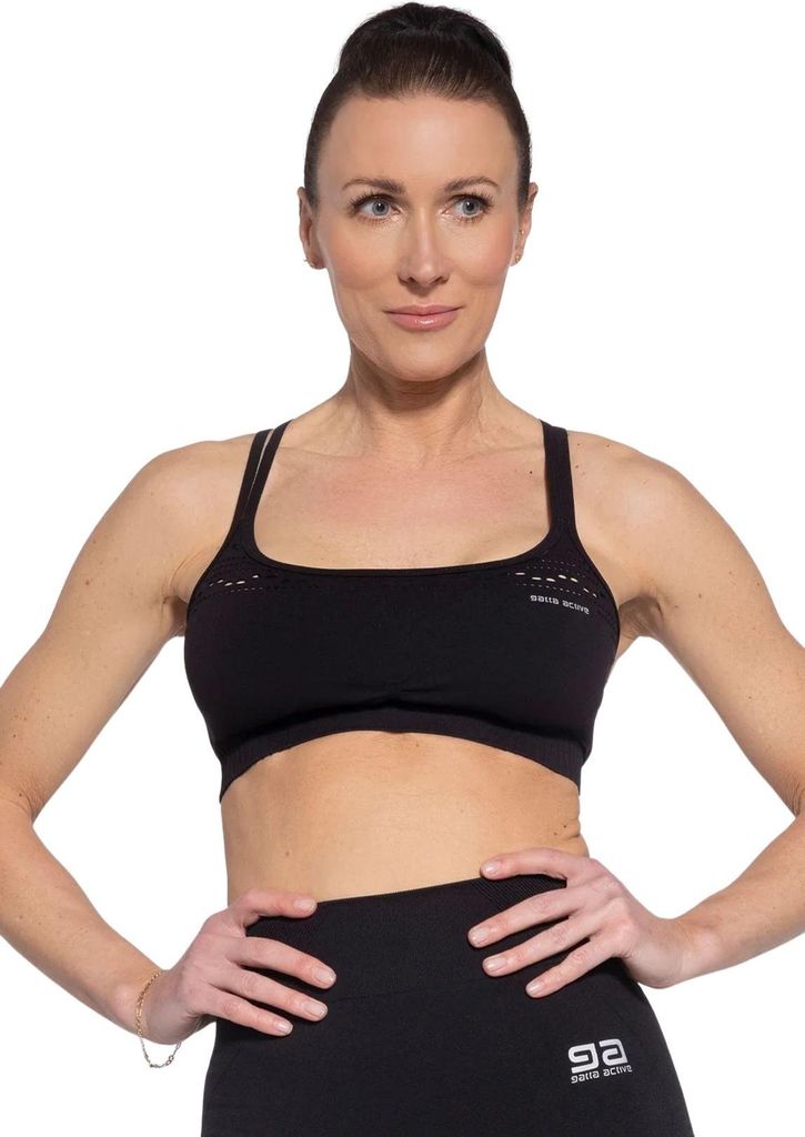 Gatta Active, Sport BH, Seamless BH Damen, Yoga Fitness Top, Schwarz, XS