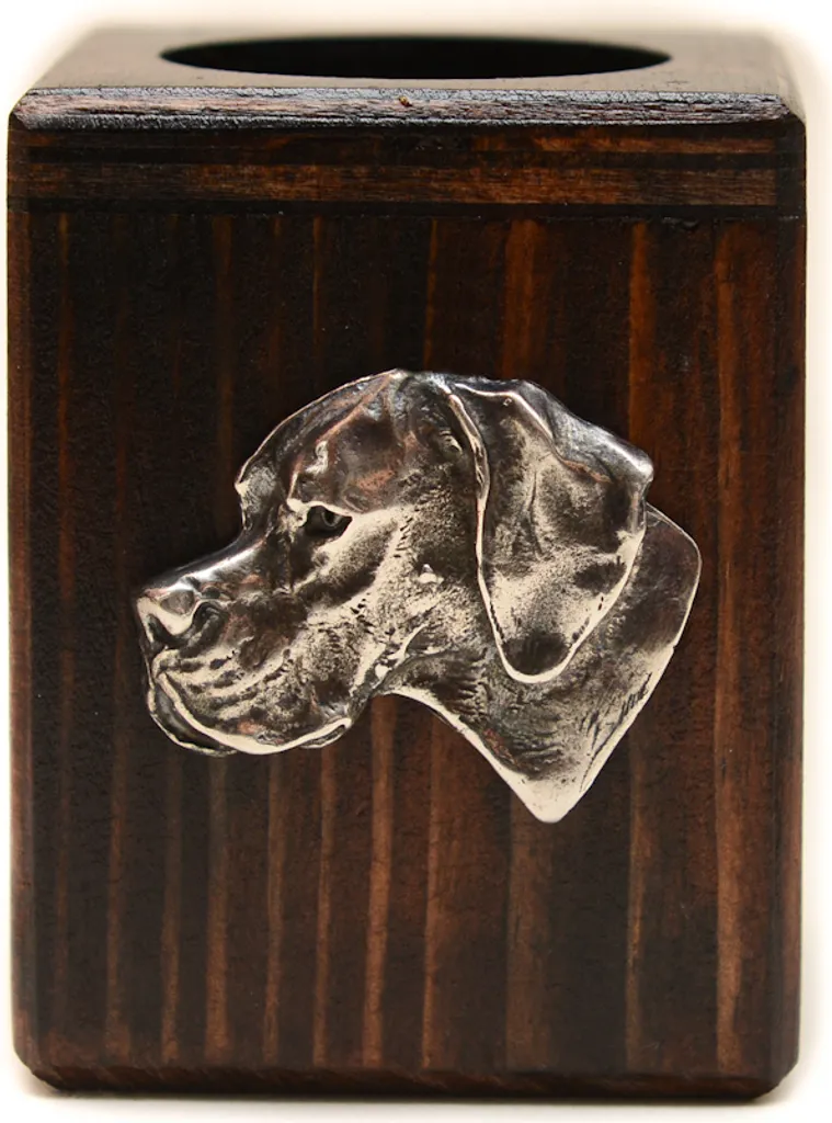 Bougeoir artisanal Art-Dog English Pointer I en bois massif naturel