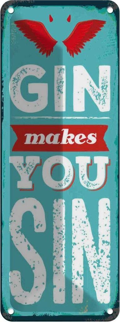vianmo Blechschild 27x10 cm Gin makes you Sin Devil Hell