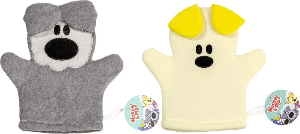 Gant de toilette pour faciliter le bain enfant motif Woezel & Pip