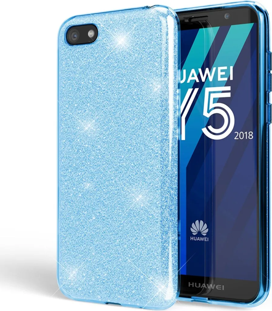 N NEWTOP 3in1 Cover Compatibile con Huawei Y5 2019, Custodia Case con GLITTER Brillantini Paper Interno Bling TPU + PC Flessibile Morbida Case Posteriore Lucida Glitterata (Oro