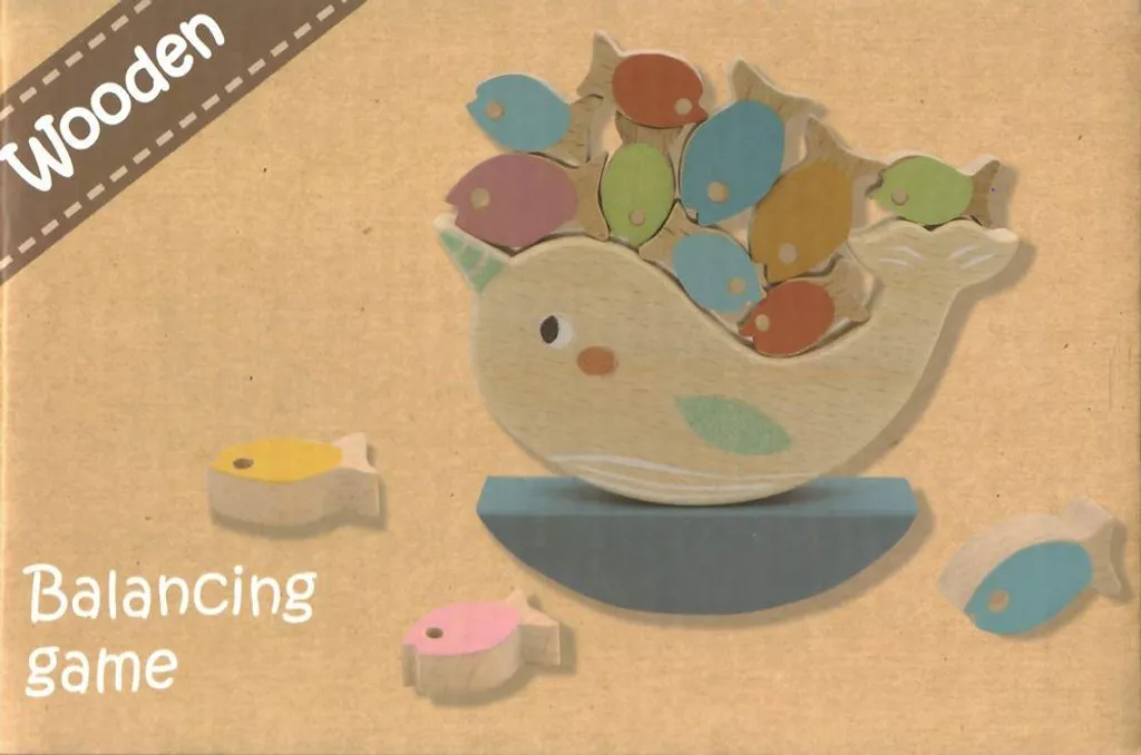 Jouet d'éveil en bois dauphin - Jeu de construction et d'adresse enfant