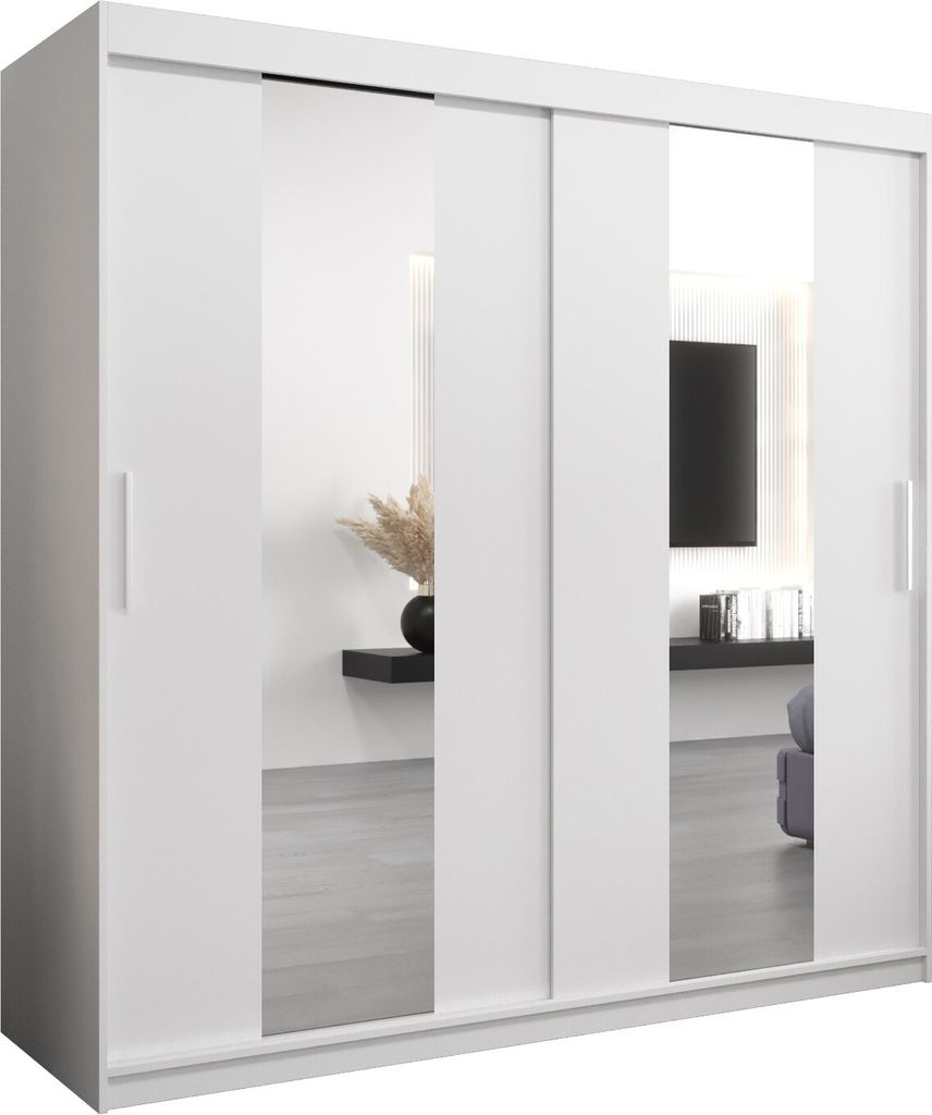 Kleiderschrank, Schiebetürenschrank Schlafzimmer, Schrank mit Spiegel POLE 200 cm