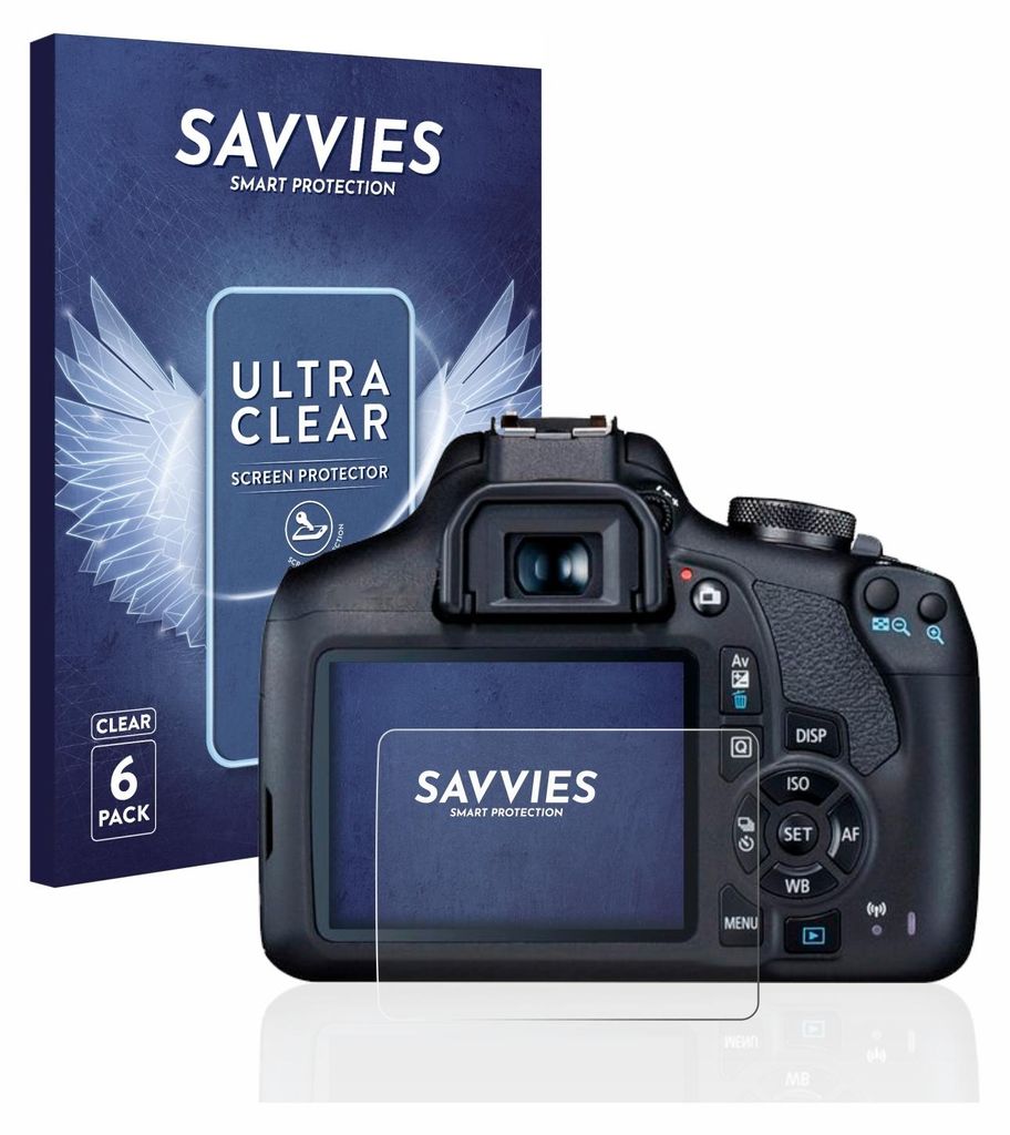 6x Für Canon EOS 2000D Schutzfolie Savvies Displayschutz Display Schutz Folie Klar Transparent