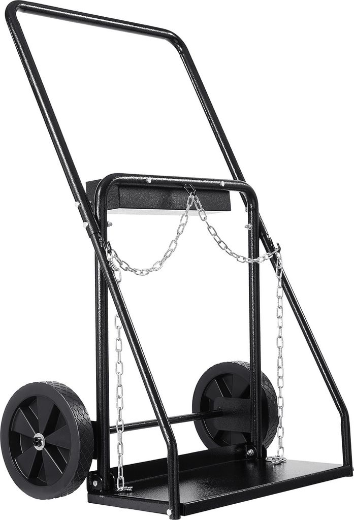 SucceBuy Doppel-Schweißflaschenwagen, 200 kg Tragkraft, 25,4 cm Räder, für Sauerstoff- und Acetylentanks, mit Sicherheitsketten, passend für Fl...