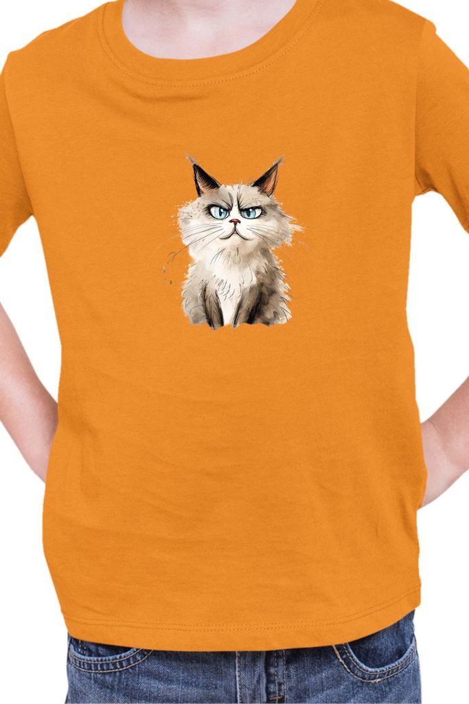 Kinder T-Shirt Funny Cats Breeds Ragdoll Cat, 7-8 Jahr - 128 / Orange