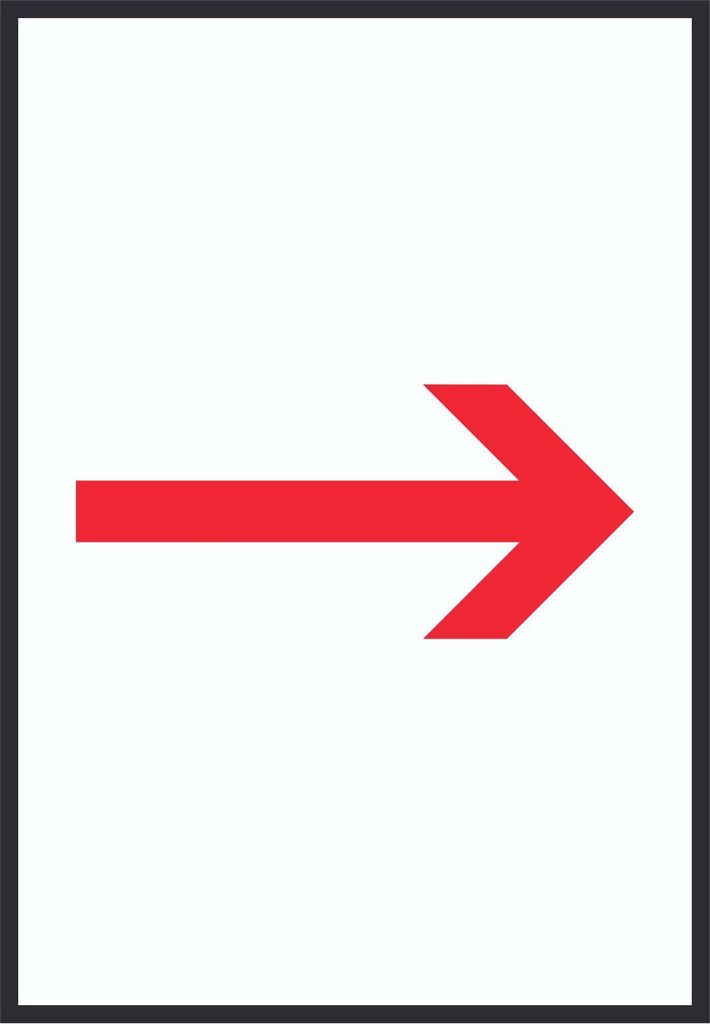 Richtungspfeil rechts Schild hochkant rot weiss schwarz Pfeil A2 (420x594mm)