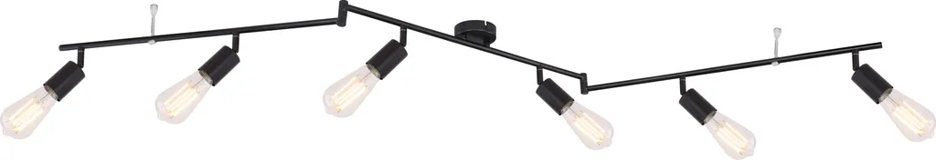 Projecteur Globo Lighting Noir Métal avec 6 Douilles E27 Style Industriel