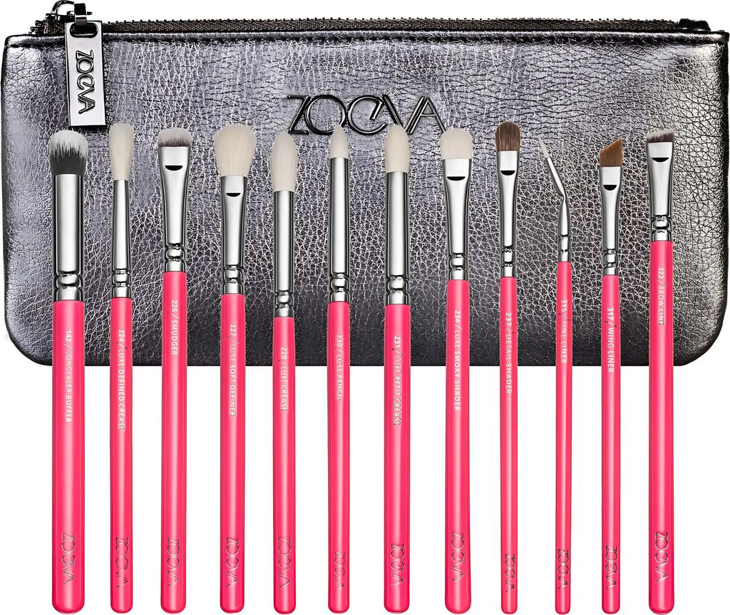 Professionelles 8-teiliges Make-up-Pinselset mit elegantem Etui – perfekt für alle Make-up-Looks, rot