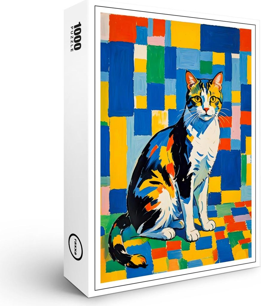 raxxa Premium-Puzzle "Modern Geometric Cat Artwork", 1000 Teile