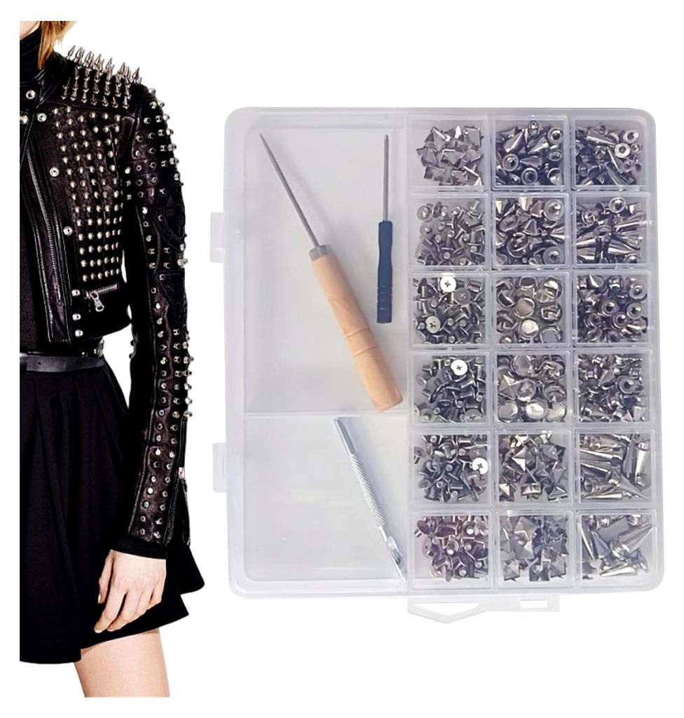 Bekleidungsnieten | 455 Teile Handgefertigtes Zubehör, 11 Größen Zinklegierung Nieten | Für Gürtel, Hüte, Taschen, Kunsthandwerk, Leder, Kost...