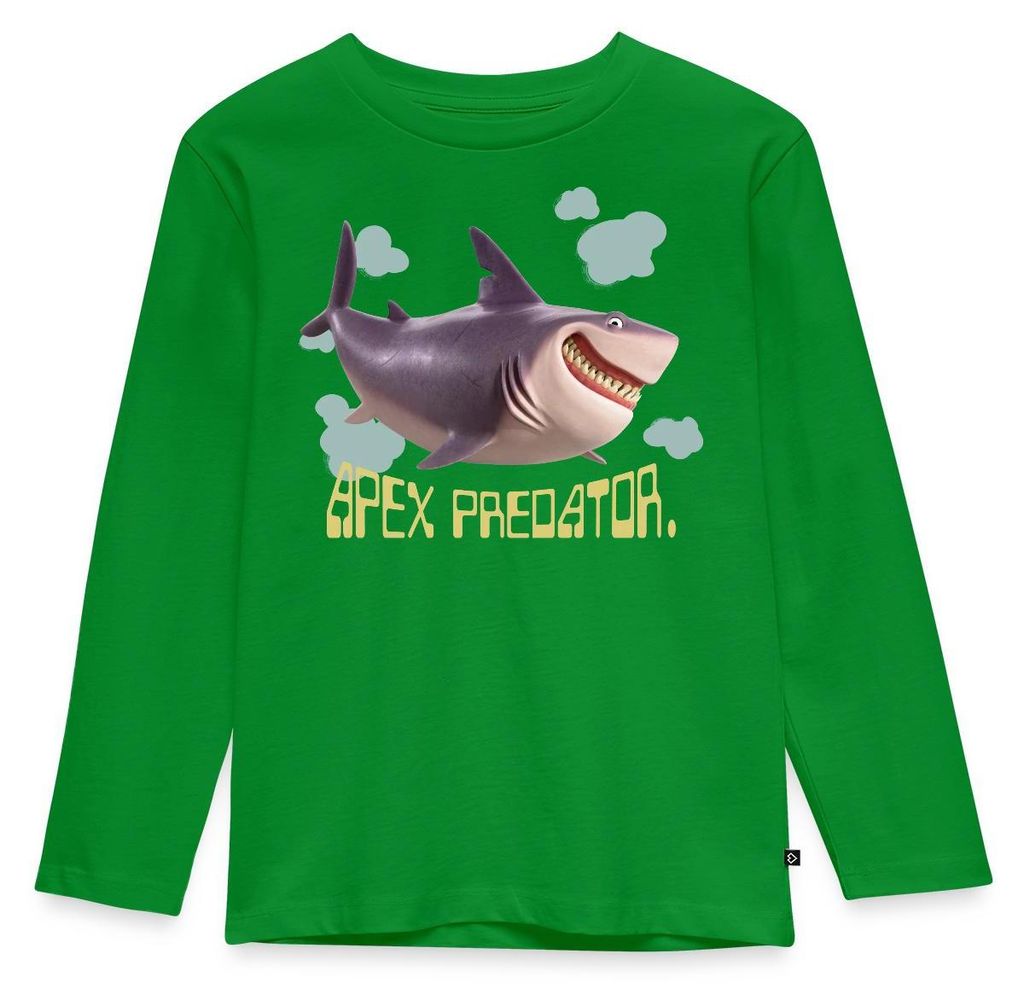 Spreadshirt Hoppers Apex Predator Hai Mit Schriftzug Kinder Premium Langarmshirt, 110/116 (4 Jahre), Grün