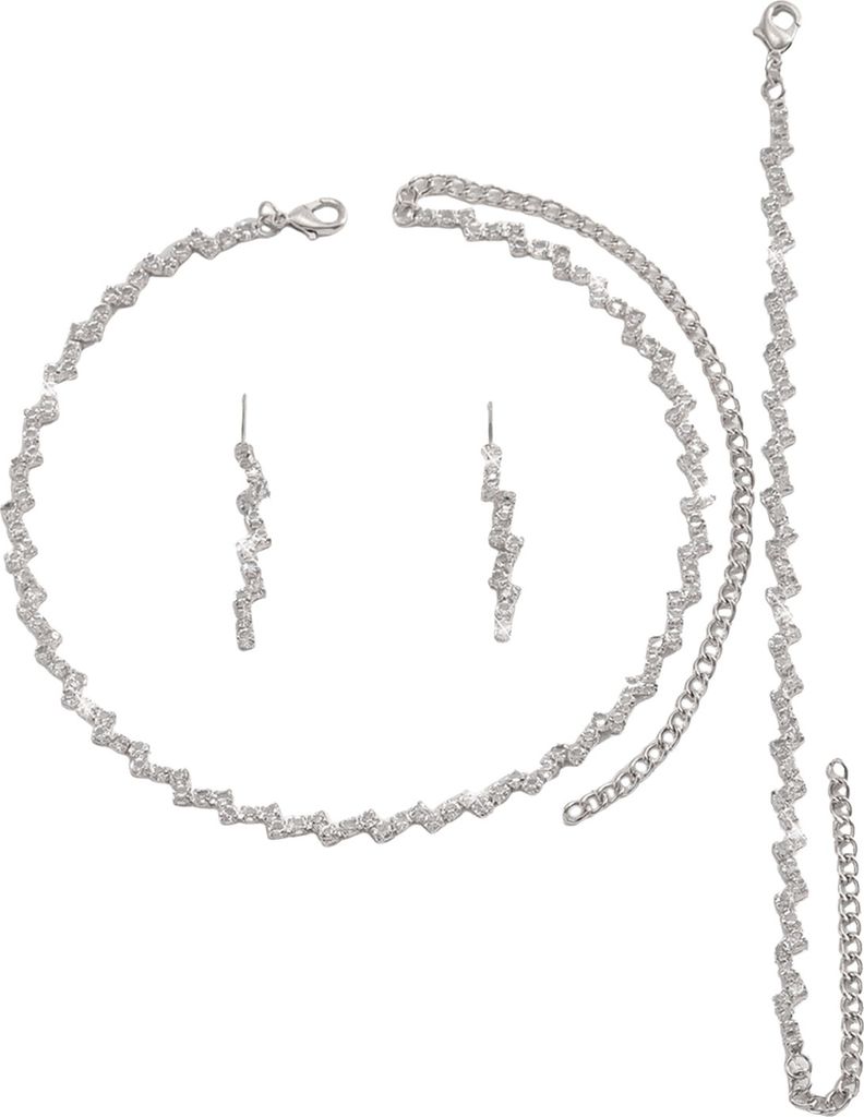 Teile/satz Frauen Schmuck Set Strass Halsband Hängende Ohrringe Armband Set mit Verlängerung Kette Prom Party Braut Hochzeit Schmuck