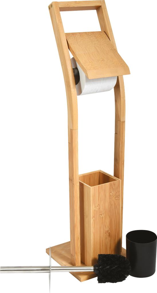 MSV Garniture de WC en bambou Support de papier toilette en Image du produit 