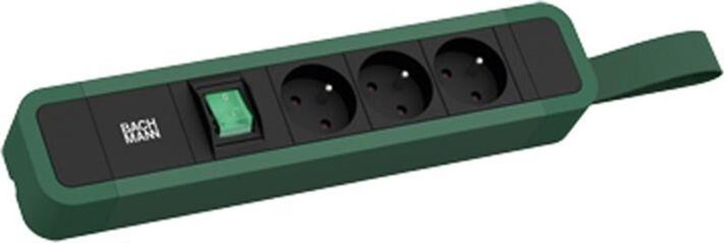 BACHMANN PRIMO 2 3xUTE 1xSchalter mit Schlaufe 2,0m CEE7/7 RAL6028