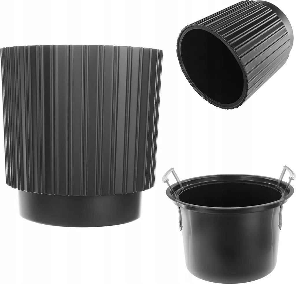 KADAX Pot de Fleurs avec Insert Amovible 30 cm Noir pour Décoration