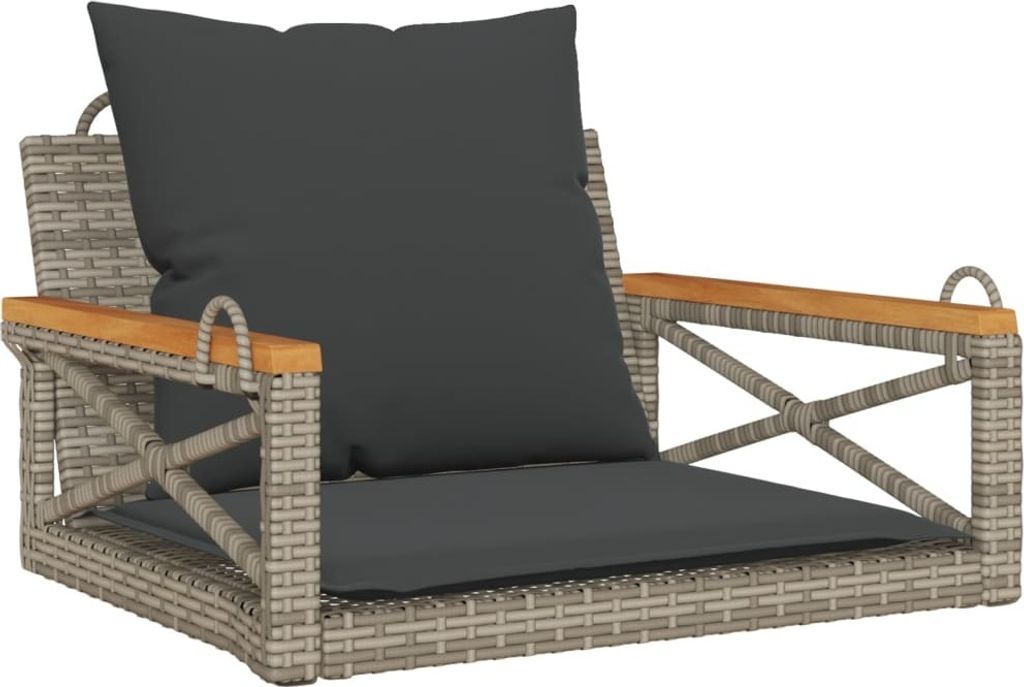 vidaXL Hängesessel mit Kissen Grau 63x62x40 cm Poly Rattan