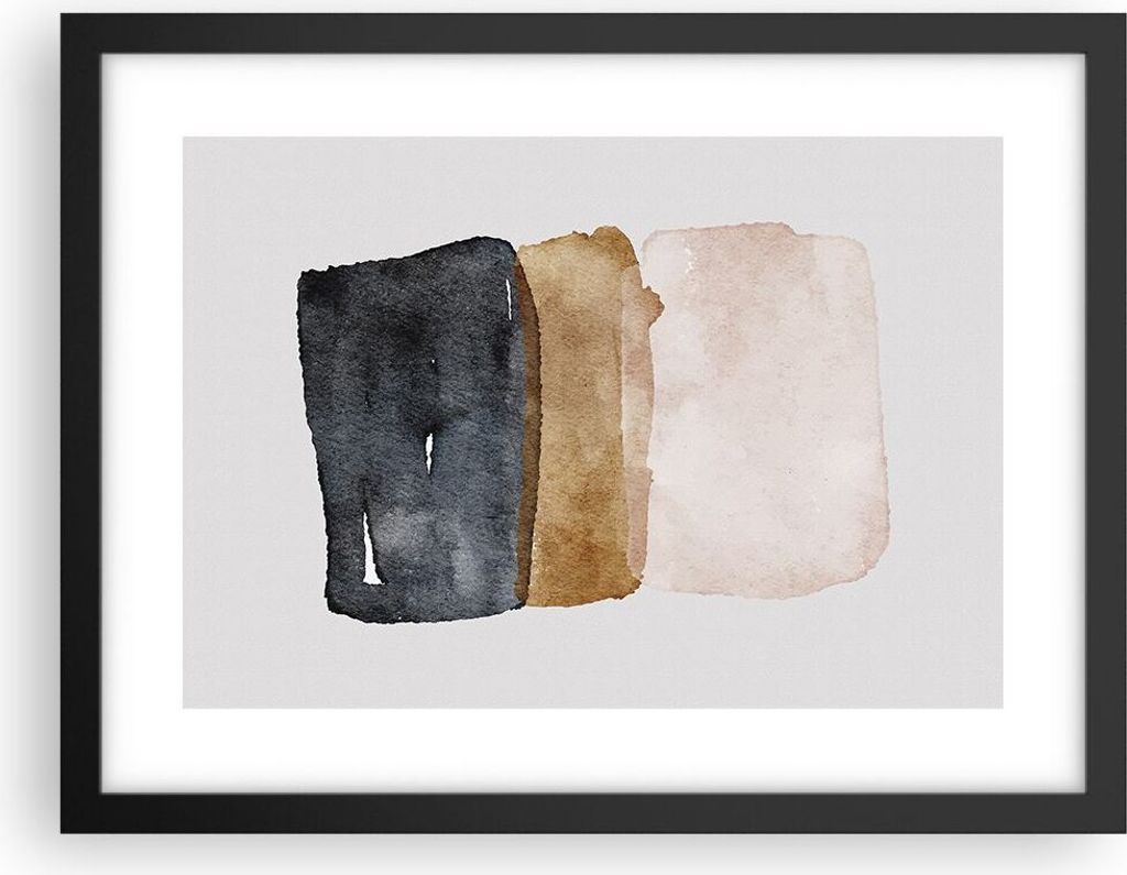 Gerahmtes Poster - Schwarzer Rahmen - Abstraktion die Farben Aquarell - 40x30 cm - Wand Bild - Wanddeko - Wandbilder - Kunstposter - Wandposter - B...