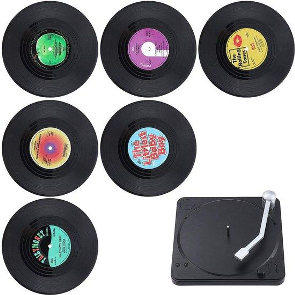 Retro Acryl Untersteller 6er Set Antirutsch für Kaffee Tassen