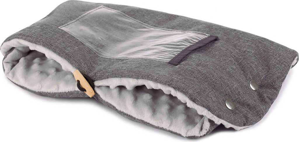 Handwärmer, Grau, Kinderwagen, Handmuff mit Fleece Produktbild 