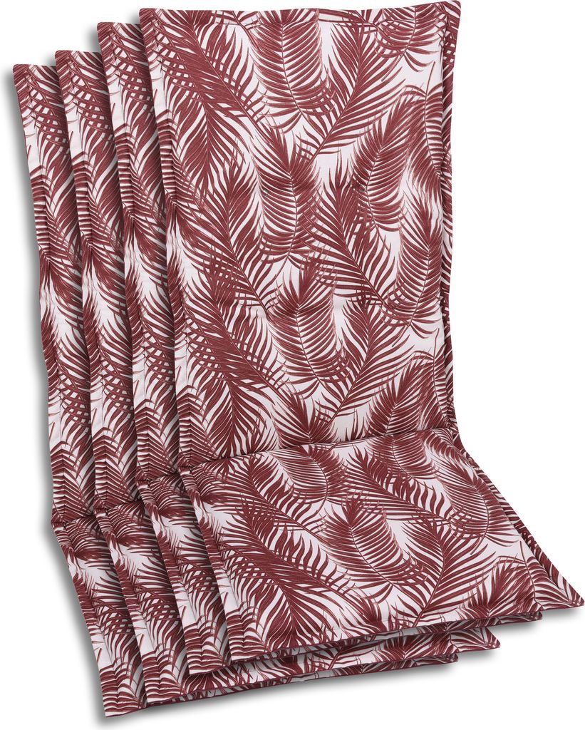 GO-DE Textil, Sesselauflage Hochlehner, 4er Set, Farbe: rot, Maße ca.: 120 cm x 50 cm x 6 cm, Rückenhöhe: 72