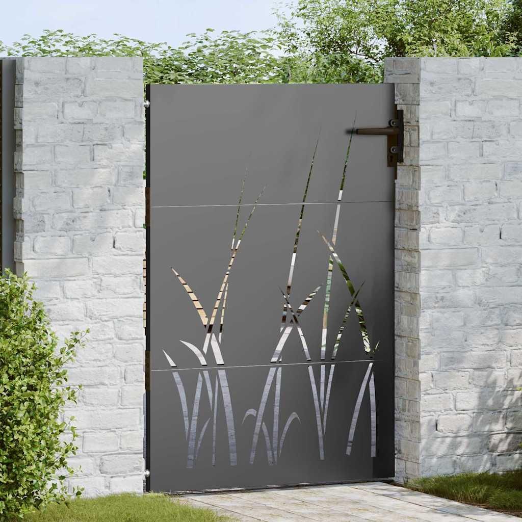 Gartentor Schwarz 85 x 150 cm Pulverbeschichteter Stahl