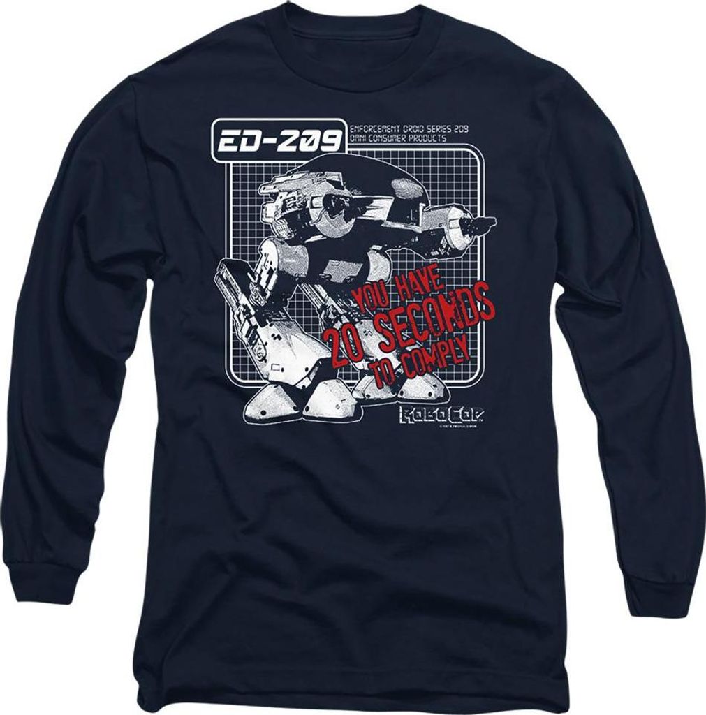 Robocop - "Ed 209" T-Shirt für Herren/Damen Uni, Langärmlig TV23372 (XXL) (Marine)