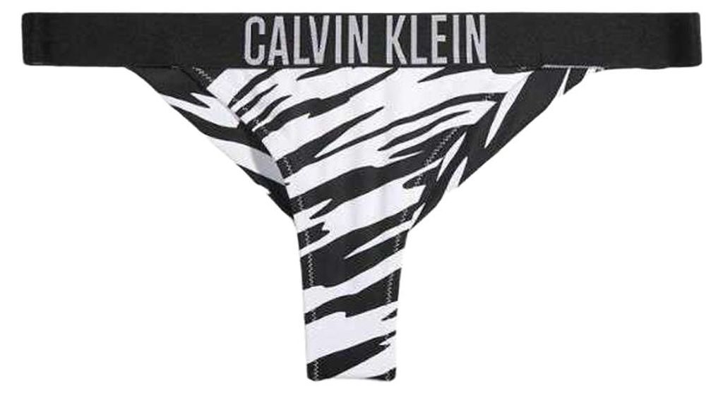 Calvin Klein - Bikinihöschen für Damen, Tiefschnitt NA502 (XL) (Weiß/Schwarz)