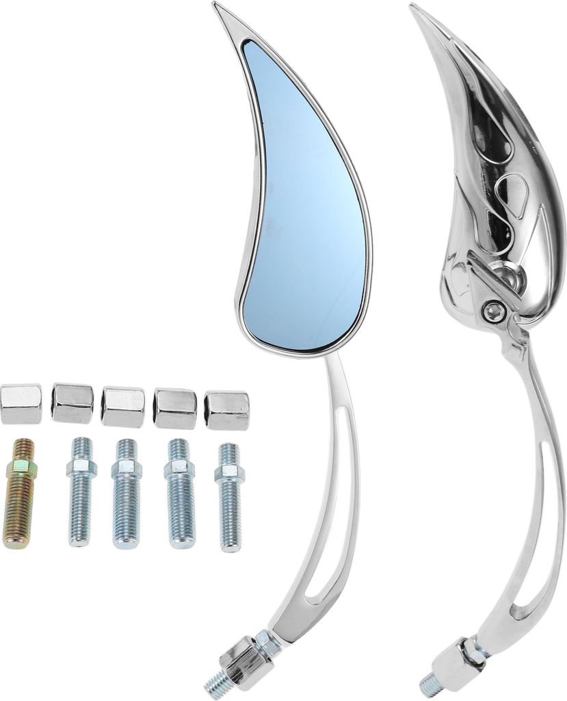 1 Satz Universal Motorrad Rückspiegel Verstellbare Lenkerenden Seitenspiegel Halterung M8/M10 Chrom Silber Ton Aluminium Kunststoff Tropfenform