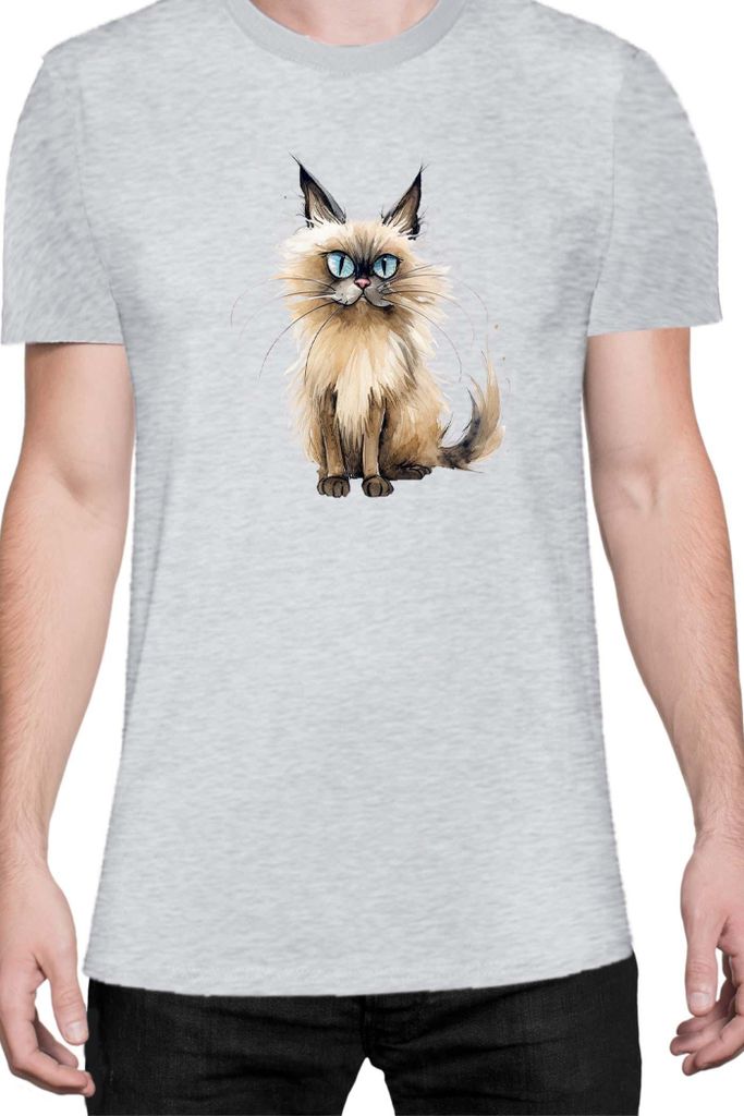 Herren T-Shirt Funny Cats Breeds Balinese Cat 010, Man M / Grau