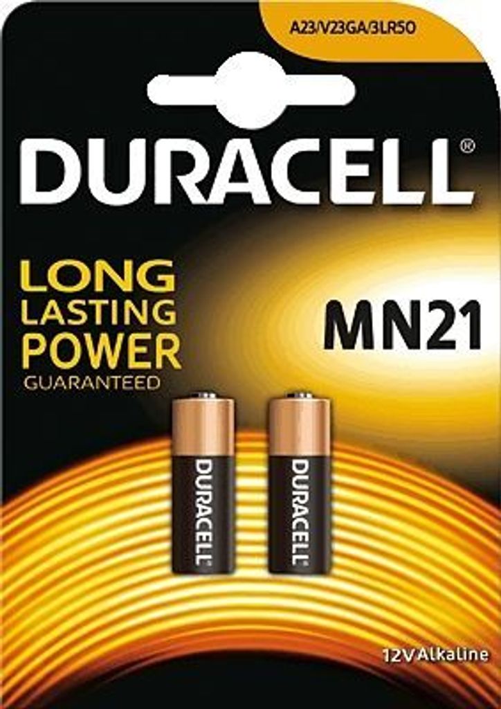 A package of Duracell MN21 batteries.